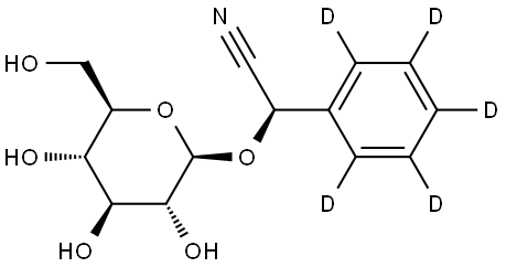 (R)-2-(phenyl-d5)-2-(((2R,3R,4S,5S,6R)-3,4,5-trihydroxy-6-(hydroxymethyl)tetrahydro-2H-pyran-2-yl)oxy)acetonitrile Struktur