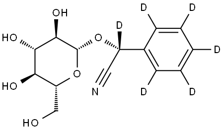 (S)-2-(phenyl-d5)-2-(((2R,3R,4S,5S,6R)-3,4,5-trihydroxy-6-(hydroxymethyl)tetrahydro-2H-pyran-2-yl)oxy)acetonitrile-d Struktur