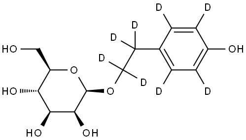 (2R,3S,4S,5S,6R)-2-(hydroxymethyl)-6-(2-(4-hydroxyphenyl-2,3,5,6-d4)ethoxy-1,1,2,2-d4)tetrahydro-2H-pyran-3,4,5-triol Struktur