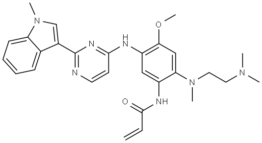 2-Propenamide, N-[2-[[2-(dimethylamino)ethyl]methylamino]-4-methoxy-5-[[2-(1-methyl-1H-indol-3-yl)-4-pyrimidinyl]amino]phenyl]- Struktur