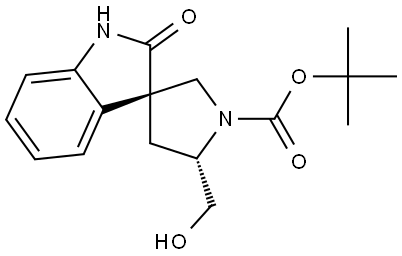 tert-butyl (3R,5'S)-5'-(hydroxymethyl)-2-oxospiro[indoline-3,3'-pyrrolidine]-1'-carboxylate Structure