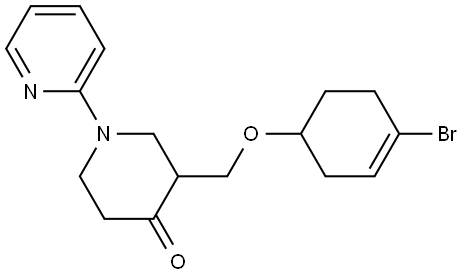 3-[[(4-bromocyclohex-3-en-1-yl)oxy]methyl]-1-(pyridine-2-yl)piperidine-4-one Struktur