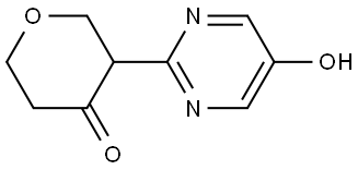 3-(5-hydroxypyrimidin-2-yl)tetrahydro-4H-pyran-4-one Struktur