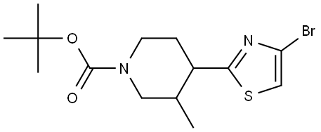 tert-butyl 4-(4-bromothiazol-2-yl)-3-methylpiperidine-1-carboxylate Struktur