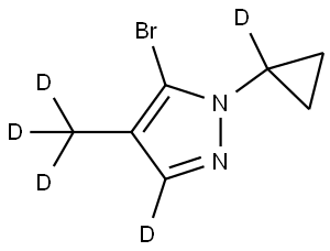 5-bromo-1-(cyclopropyl-1-d)-4-(methyl-d3)-1H-pyrazole-3-d Struktur