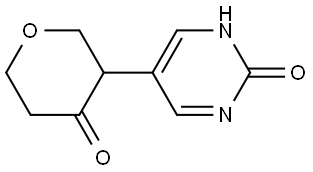 3-(2-hydroxypyrimidin-5-yl)tetrahydro-4H-pyran-4-one Struktur