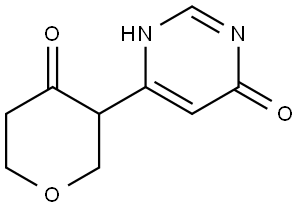 3-(6-hydroxypyrimidin-4-yl)tetrahydro-4H-pyran-4-one Struktur