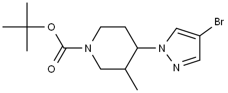 tert-butyl 4-(4-bromo-1H-pyrazol-1-yl)-3-methylpiperidine-1-carboxylate Struktur