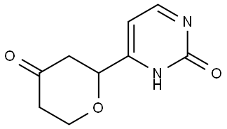 2-(2-hydroxypyrimidin-4-yl)tetrahydro-4H-pyran-4-one Struktur