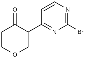 3-(2-bromopyrimidin-4-yl)tetrahydro-4H-pyran-4-one Struktur