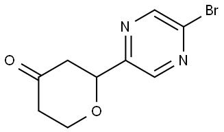 2-(5-bromopyrazin-2-yl)tetrahydro-4H-pyran-4-one Struktur