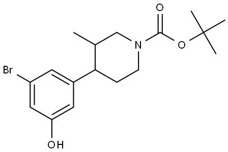 tert-butyl 4-(3-bromo-5-hydroxyphenyl)-3-methylpiperidine-1-carboxylate Struktur