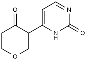 3-(2-hydroxypyrimidin-4-yl)tetrahydro-4H-pyran-4-one Struktur