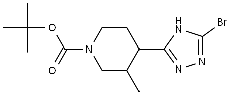 tert-butyl 4-(3-bromo-1H-1,2,4-triazol-5-yl)-3-methylpiperidine-1-carboxylate Struktur