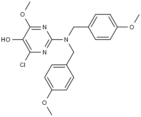 5-Pyrimidinol, 2-[bis[(4-methoxyphenyl)methyl]amino]-4-chloro-6-methoxy- Struktur