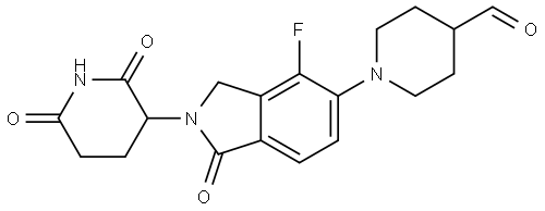 1-[2-(2,6-dioxo-3-piperidyl)-4-fluoro-1-oxoisoindolin-5-yl]piperidine-4-carbaldehyde Struktur