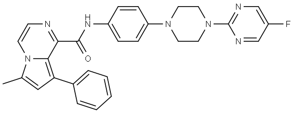 N-(4-(4-(5-fluoropyrimidin-2-yl)piperazin-1-yl)phenyl)-6-methyl-8-phenylpyrrolo[1,2-a]pyrazine-1-carboxamide Struktur