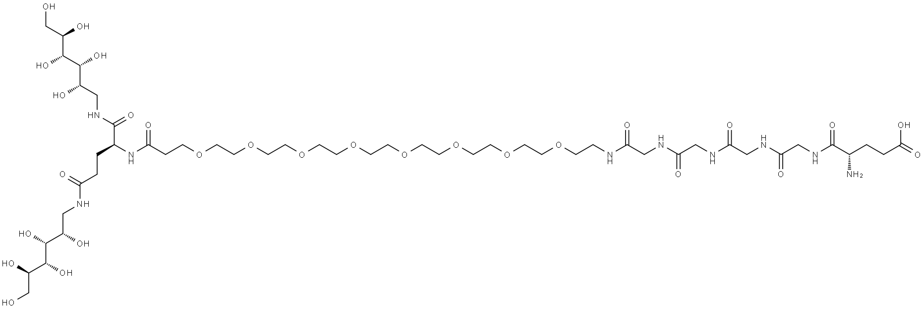 EGGGG-PEG8-amide-bis(deoxyglucitol) Struktur