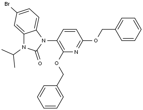 2H-Benzimidazol-2-one, 1-[2,6-bis(phenylmethoxy)-3-pyridinyl]-5-bromo-1,3-dihydro-3-(1-methylethyl)- Struktur