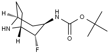 tert-butyl N-[(1R,2R,3R,5S)-2-fluoro-8-azabicyclo[3.2.1]octan-3-yl]carbamate Struktur