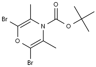 tert-butyl 2,6-dibromo-3,5-dimethyl-4H-1,4-oxazine-4-carboxylate Struktur