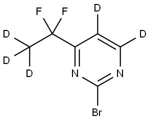 2-bromo-4-(1,1-difluoroethyl-2,2,2-d3)pyrimidine-5,6-d2 Struktur