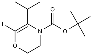 tert-butyl 6-iodo-5-isopropyl-2,3-dihydro-4H-1,4-oxazine-4-carboxylate Struktur