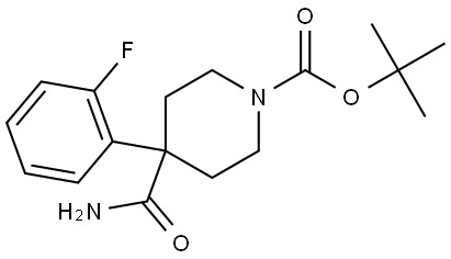 1-Piperidinecarboxylic acid, 4-(aminocarbonyl)-4-(2-fluorophenyl)-, 1,1-dimethylethyl ester Struktur