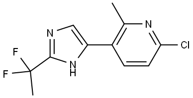 6-chloro-3-(2-(1,1-difluoroethyl)-1H-imidazol-5-yl)-2-methylpyridine Struktur