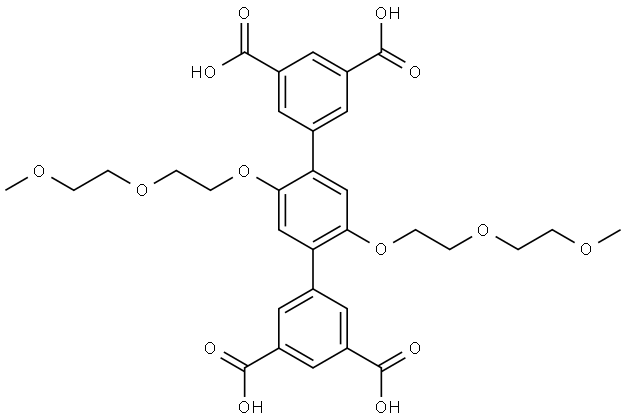 2',5'-bis(2-(2-methoxyethoxy)ethoxy)-[1,1':4',1''-terphenyl]-3,3'',5,5''-tetracarboxylic acid Struktur