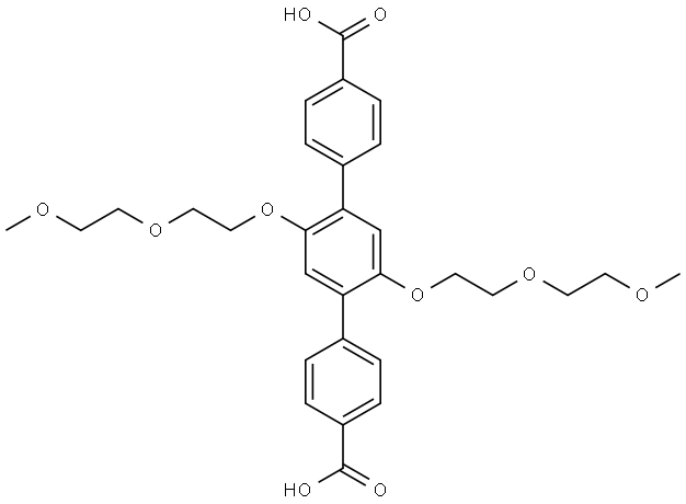 2',5'-bis(2-(2-methoxyethoxy)ethoxy)-[1,1':4',1''-terphenyl]-4,4''-dicarboxylic acid Struktur