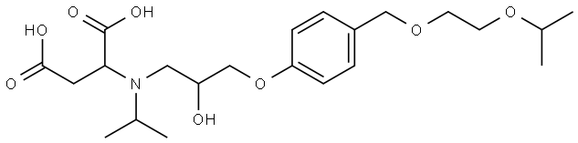 Aspartic acid, N-[2-hydroxy-3-[4-[[2-(1-methylethoxy)ethoxy]methyl]phenoxy]propyl]-N-(1-methylethyl)- Struktur