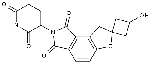 2'-(2,6-Dioxopiperidin-3-yl)-3-hydroxyspiro[cyclobutane-1,7'-furo[3,2-e]isoindole]-1',3'(2'H,8'H)-dione Struktur