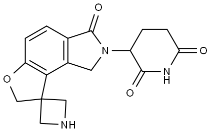 3-(3'-Oxo-1',3'-dihydro-2'H,7'H-spiro[azetidine-3,8'-furo[3,2-e]isoindol]-2'-yl)piperidine-2,6-dione Structure