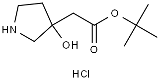 3-Pyrrolidineacetic acid, 3-hydroxy-, 1,1-dimethylethyl ester, hydrochloride (1:1) Struktur