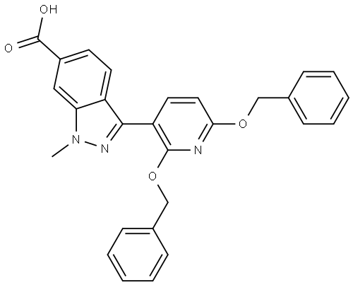 1H-Indazole-6-carboxylic acid, 3-[2,6-bis(phenylmethoxy)-3-pyridinyl]-1-methyl- Struktur