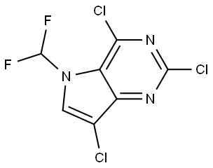 5H-Pyrrolo[3,2-d]pyrimidine, 2,4,7-trichloro-5-(difluoromethyl)- Struktur