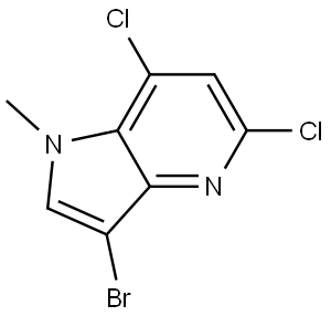 1H-Pyrrolo[3,2-b]pyridine, 3-bromo-5,7-dichloro-1-methyl- Struktur