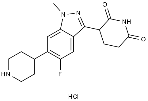 2,6-Piperidinedione, 3-[5-fluoro-1-methyl-6-(4-piperidinyl)-1H-indazol-3-yl]-, hydrochloride (1:1) Struktur