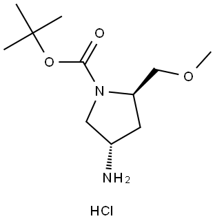 (2S,4R)-tert-butyl-4-amino-2-(methoxymethyl)pyrrolidine-1-carboxylate hydrochloride Struktur