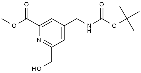 2-Pyridinecarboxylic acid, 4-[[[(1,1-dimethylethoxy)carbonyl]amino]methyl]-6-(hydroxymethyl)-, methyl ester Struktur