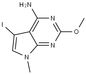 7H-Pyrrolo[2,3-d]pyrimidin-4-amine, 5-iodo-2-methoxy-7-methyl- Struktur