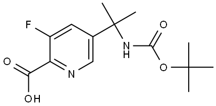 2-Pyridinecarboxylic acid, 5-[1-[[(1,1-dimethylethoxy)carbonyl]amino]-1-methylethyl]-3-fluoro- Struktur