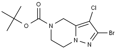 Pyrazolo[1,5-a]pyrazine-5(4H)-carboxylic acid, 2-bromo-3-chloro-6,7-dihydro-, 1,1-dimethylethyl ester Struktur