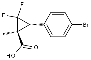 Cyclopropanecarboxylic acid, 3-(4-bromophenyl)-2,2-difluoro-1-methyl-, (1R,3S)-rel- Struktur