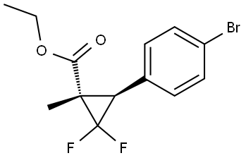 Cyclopropanecarboxylic acid, 3-(4-bromophenyl)-2,2-difluoro-1-methyl-, ethyl ester, (1R,3S)-rel- Struktur