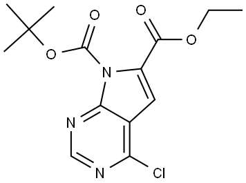 7H-Pyrrolo[2,3-d]pyrimidine-6,7-dicarboxylic acid, 4-chloro-, 7-(1,1-dimethylethyl) 6-ethyl ester Struktur