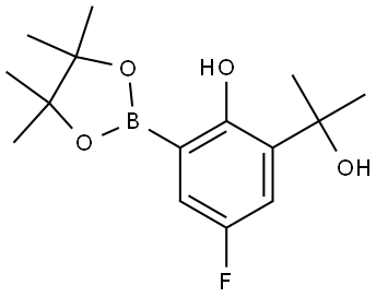 Benzenemethanol, 5-fluoro-2-hydroxy-α,α-dimethyl-3-(4,4,5,5-tetramethyl-1,3,2-dioxaborolan-2-yl)- Struktur