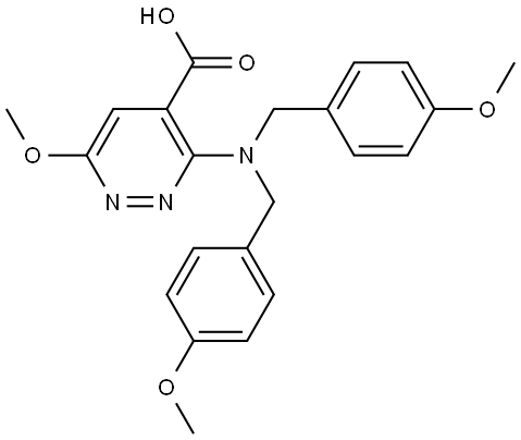 4-Pyridazinecarboxylic acid, 3-[bis[(4-methoxyphenyl)methyl]amino]-6-methoxy- Struktur