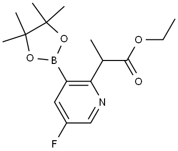 2-Pyridineacetic acid, 5-fluoro-α-methyl-3-(4,4,5,5-tetramethyl-1,3,2-dioxaborolan-2-yl)-, ethyl ester Struktur